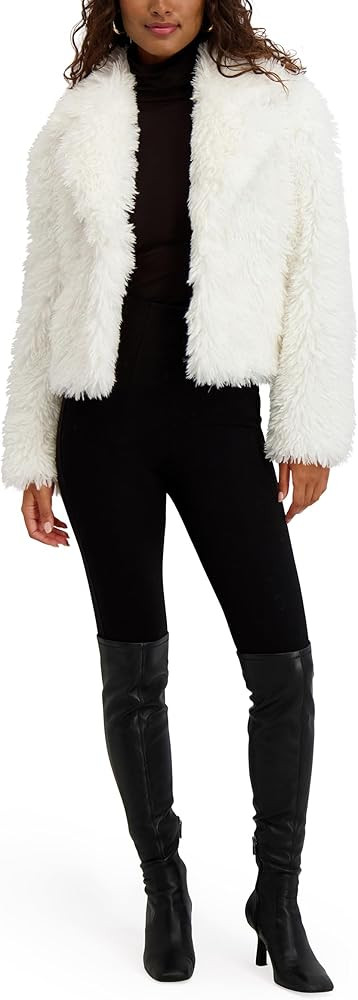 kensie womens Outerwear Faux Mongolian Fur Short Event Jacket | Amazon (US)