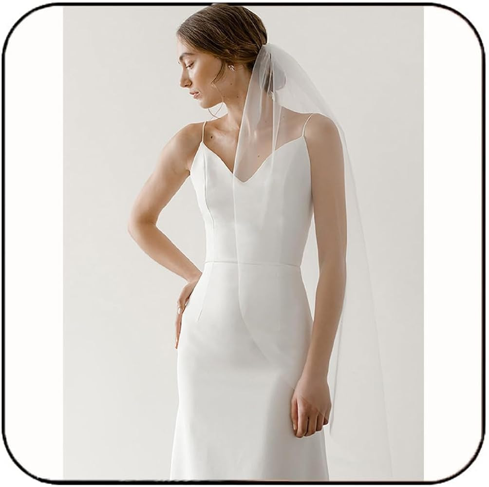 Latious 1 Tier Bride Wedding Veil Simple Fingertip Bridal Tulle Veils with Comb for Brides and Wo... | Amazon (US)