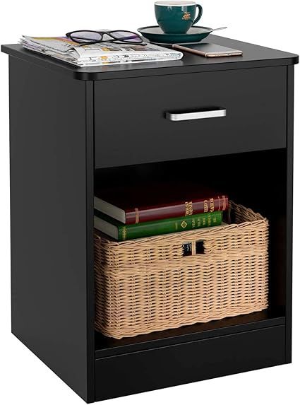 HOMFA Nightstand 2-Tier, Tall 1-Drawer End Table Side Table File Cabinet Storage Table for Home O... | Amazon (US)