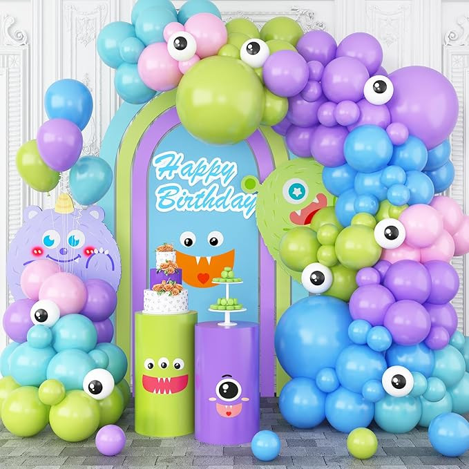 Monster Balloons Arch Garland Kit, Monster Cartoon Inc Balloons Party Decorations, Purple Green B... | Amazon (US)