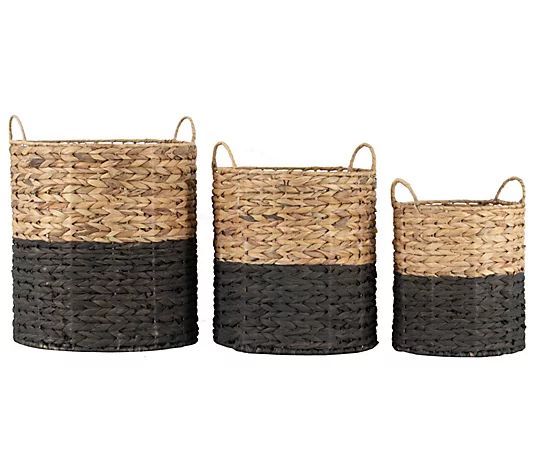 Foreside Home & Garden S/3 Water Hyachinth Storage Baskets - QVC.com | QVC