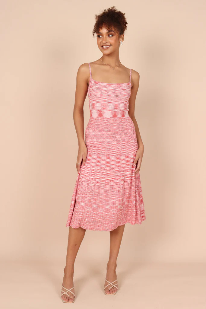 Blinque Light Knit Midi Dress - Cream/Red | Petal & Pup (US)