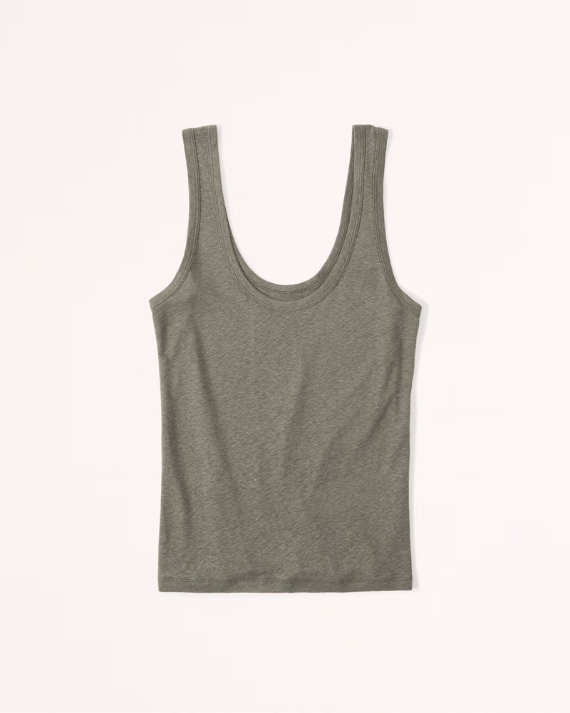 Linen-Blend Easy Scoopneck Tank | Abercrombie & Fitch (US)