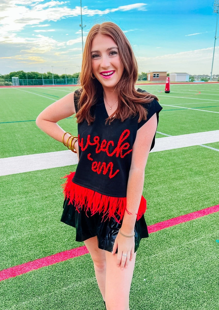 Wreck Em Feather Sweater Tank | Southern Roots