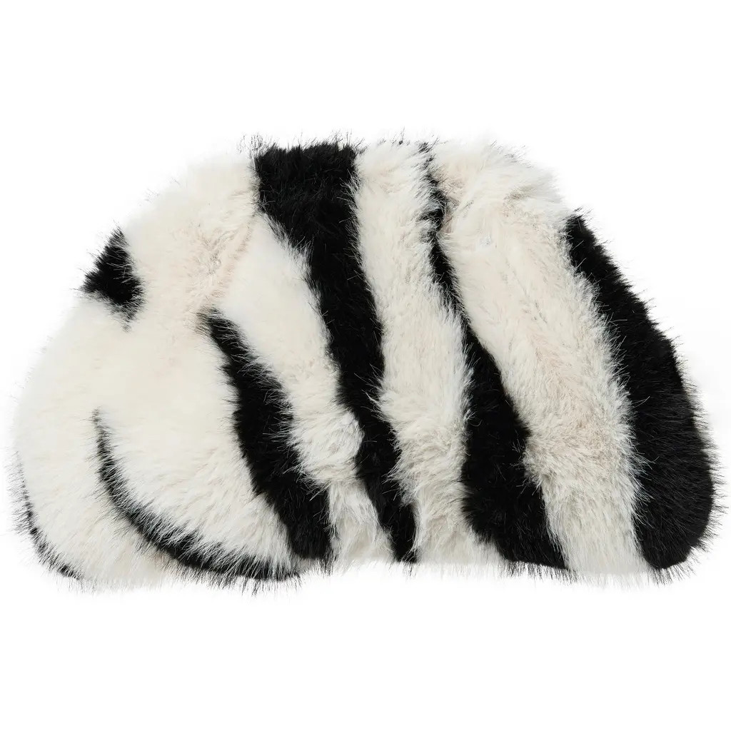Naked Wardrobe Zebra Faux Fur Large Clutch in Black/White at Nordstrom | Nordstrom