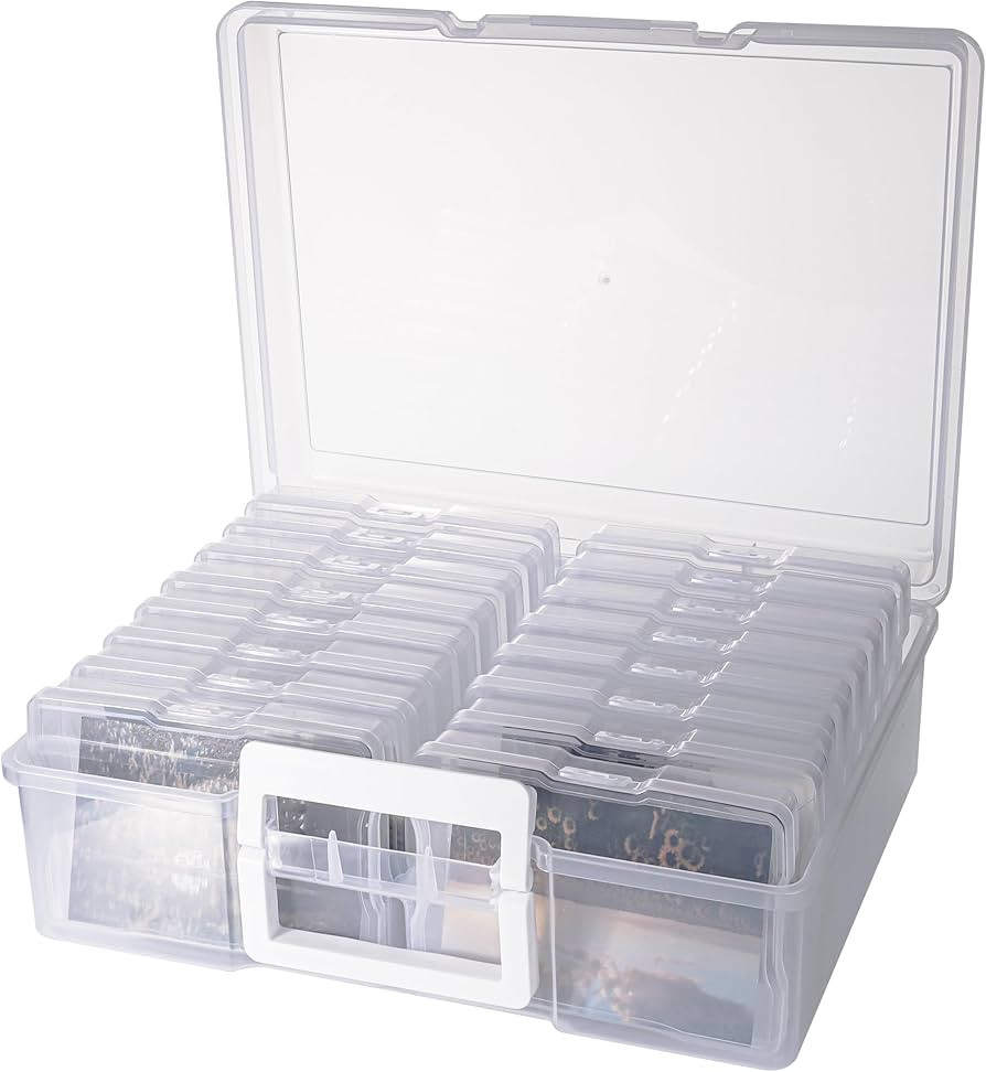 Plastic Clear Photo Storage Box Picture Storage Containers With Handle,16 inner 4×6 inch Photo C... | Amazon (US)