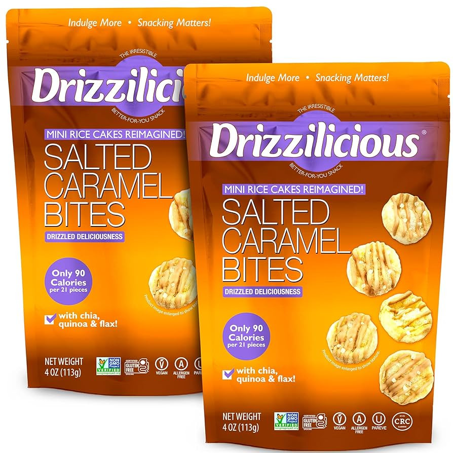 Drizzilicious Mini Rice Cakes Salted Caramel - Rice Crisps, Healthy Snack for Adults & Kids, Flav... | Amazon (US)