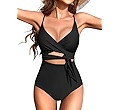 AI'MAGE Women's One Piece Swimsuit Wrapped High Waisted Bathing Suits Tummy Control Tie Criss Cro... | Amazon (US)