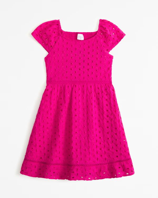 girls flutter sleeve embroidered mini dress | girls dresses & rompers | Abercrombie.com | Abercrombie & Fitch (US)