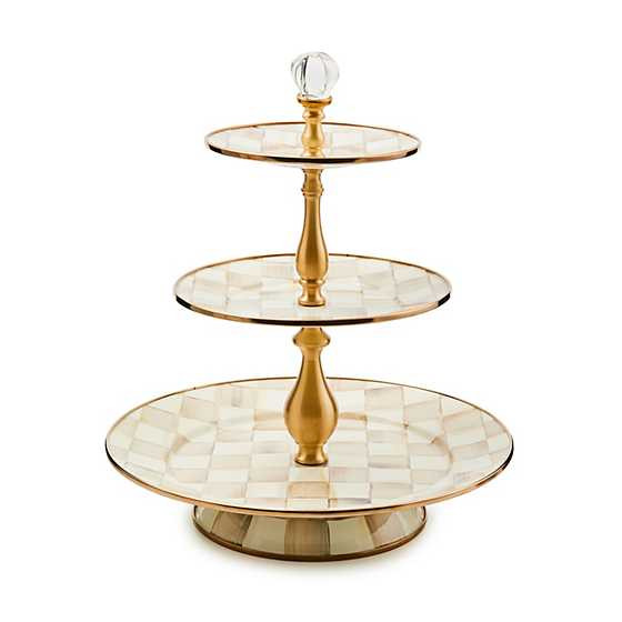 Mocha Check Three Tier Sweet Stand | MacKenzie-Childs
