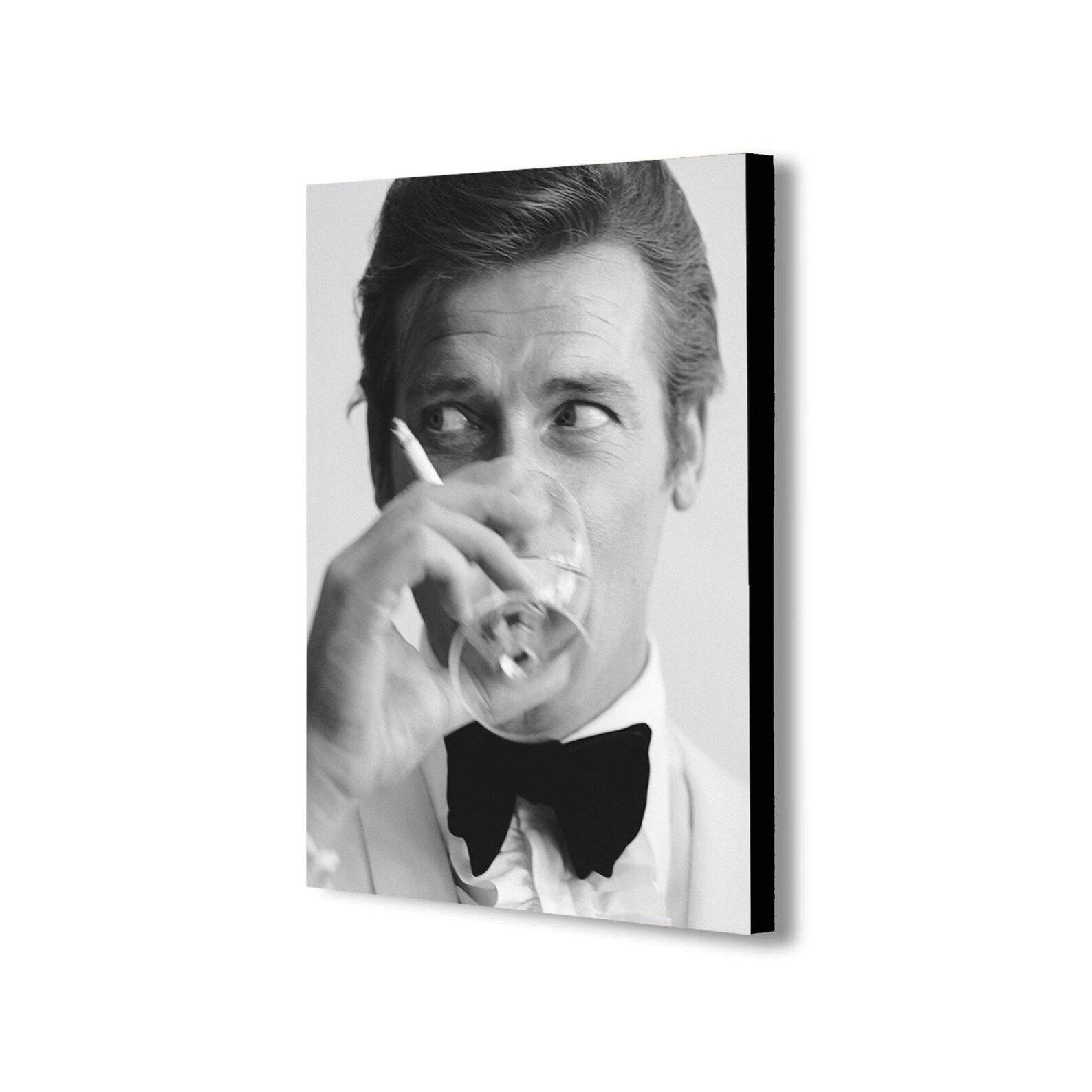 Roger Moore - James Bond - Canvas Wall Art Framed Print - Various Sizes | Etsy (US)
