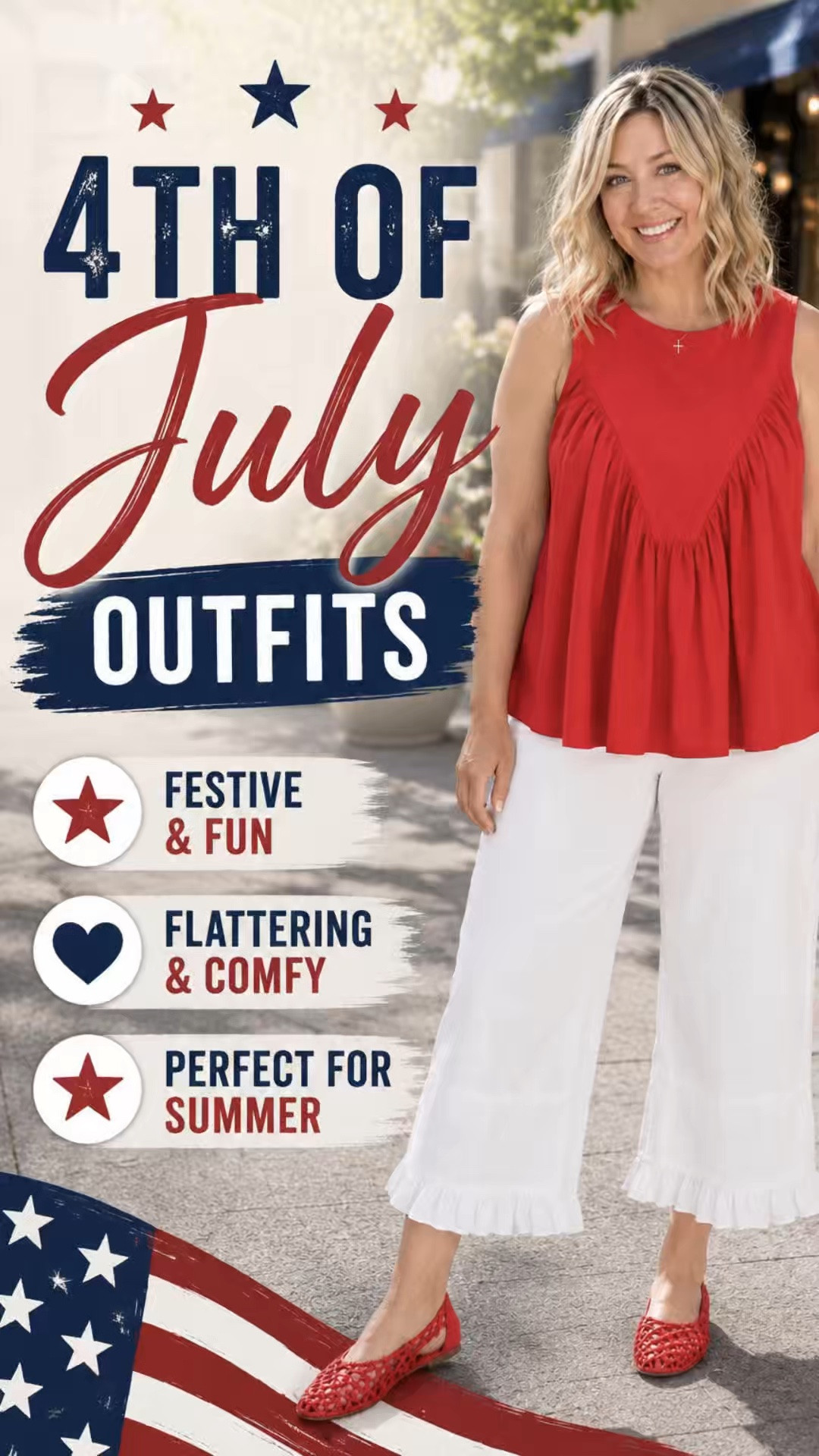 Red, white, and ready for summer ❤️🤍💙
If you’re looking for outfit inspiration for the 4th of July, these midsize-friendly looks are cute, comfortable, and easy to recreate. From flowy dresses to casual denim and classic red tops, there’s something here for backyard BBQs, fireworks, parades, and summer vacations.
-

4th of July outfits, patriotic outfit ideas, red white and blue outfits, midsize fashion, midsize style over 50, fashion over 50, women over 50 style, summer outfit ideas, casual summer outfits, red dress outfit, denim outfit inspiration, red blouse outfit, white pants outfit, summer vacation outfits, flattering midsize outfits, holiday outfit inspiration, July 4th fashion, feminine style over 50, comfortable summer fashion, classic American style, casual chic outfits, outfit ideas for women, Walmart fashion finds, summer fashion trends, midlife style inspiration

#LTKMidsize #LTKOver40 #LTKdayinmylife