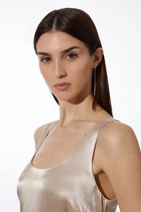 Premium Viscose Satin Woven Cami Top | Karen Millen | Karen Millen UK + IE + DE + NL