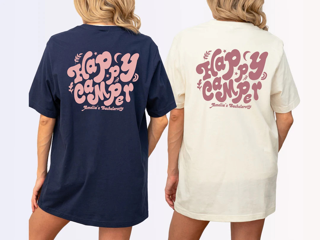 Custom Camp Bachelorette Shirts, Happy Camper T Shirt, Bride Camping Shirt, Camping Bridesmaid Gi... | Etsy (US)