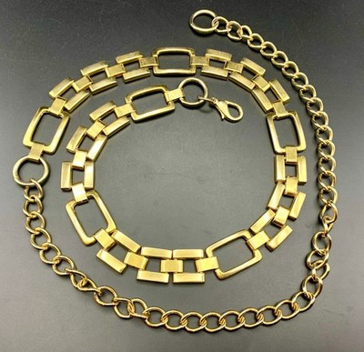 Gold Tone Chain Link Belt Adjustable 38" Vintage 1980s Retro Boho Statement | eBay US