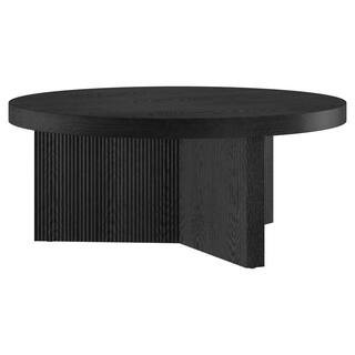 Holm 36 in. Black Grain Round MDF Top Coffee Table | The Home Depot