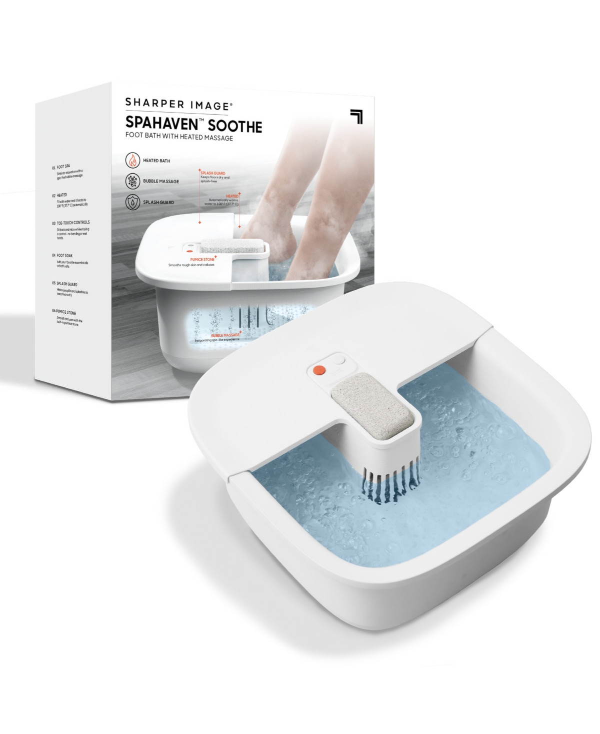 Sharper Image Spahaven Soothe Heated Foot Bath - White | Macy's