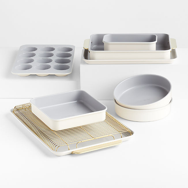 Caraway Complete 11-Piece Cream Ceramic Bakeware Set + Reviews | Crate & Barrel | Crate & Barrel