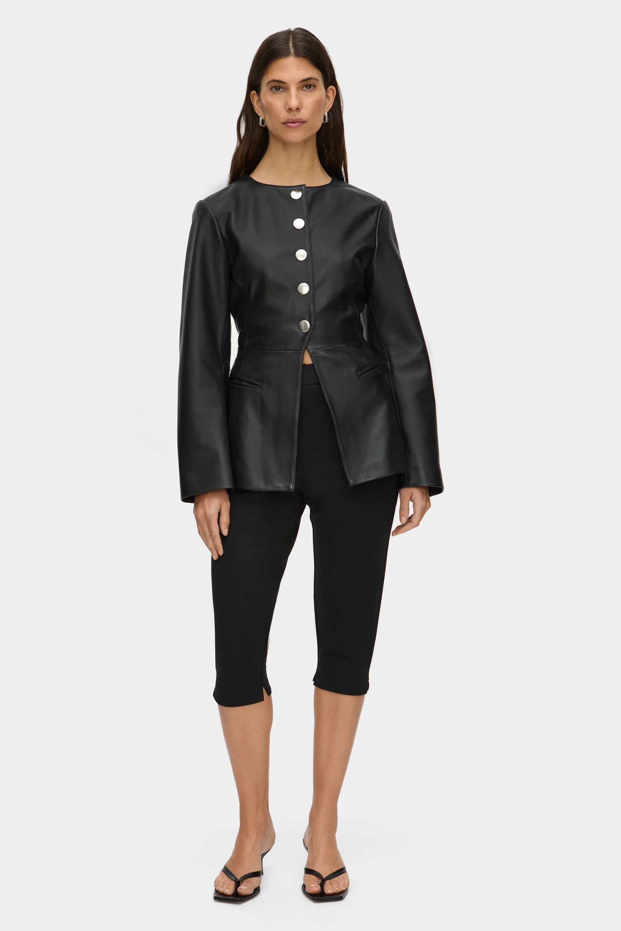 ALIGNE Leather Waisted Blazer - Black | Daphne | ALIGNE UK & EU