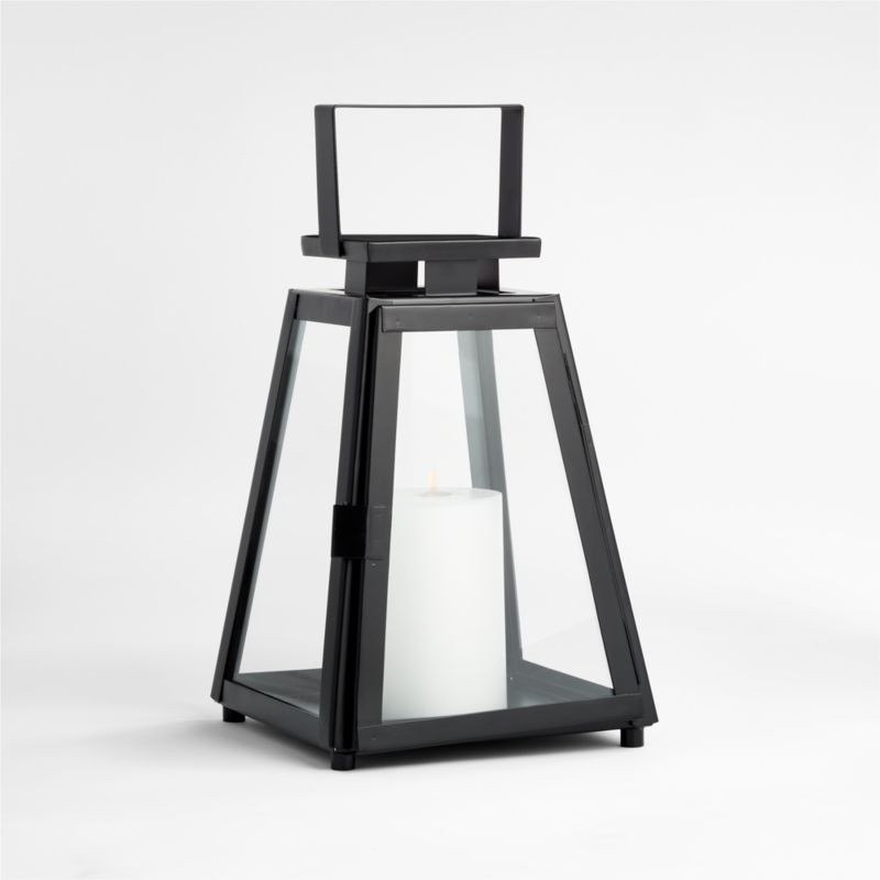 Dune Black Metal Candle Lantern 14" | Crate & Barrel | Crate & Barrel