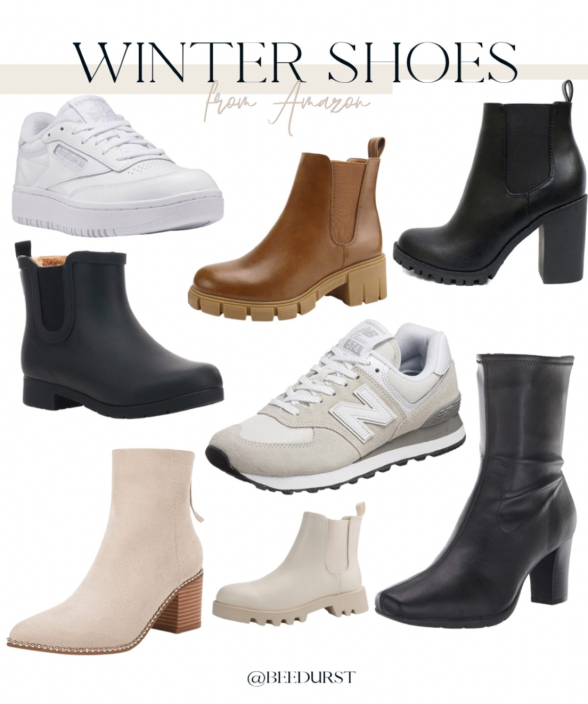 Boots & shoes for cold winter months 

Black boots, Chelsea boots, tan boots, beige boots, sneakers, white sneakers 

#LTKshoecrush #LTKstyletip #LTKunder100
