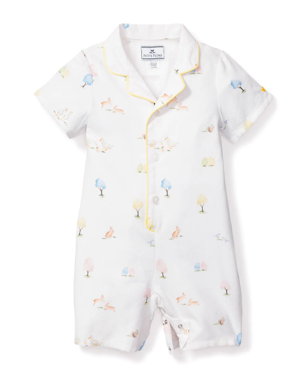 Baby's Twill Summer Romper in Easter Gardens | Petite Plume