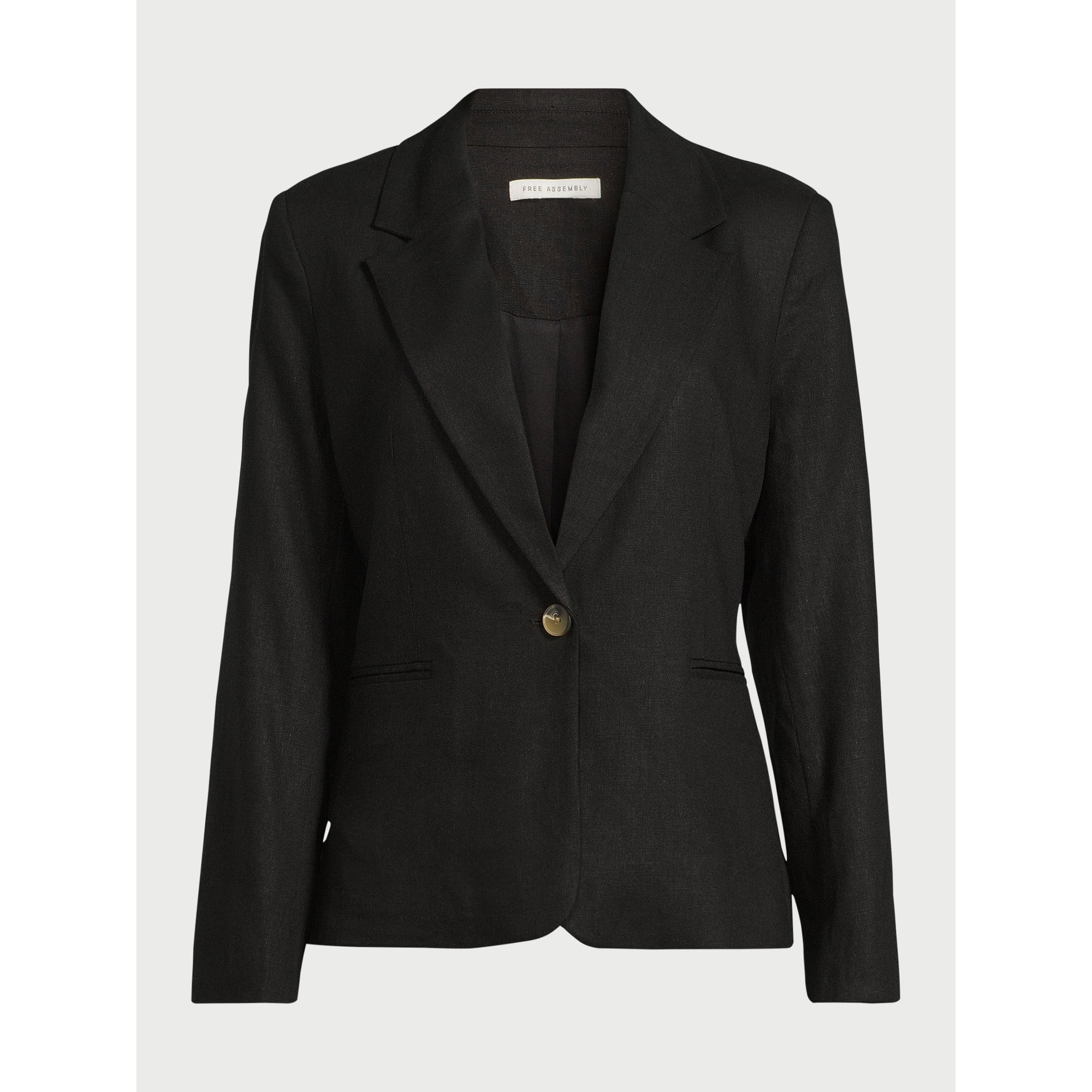 Free Assembly Women’s Single-Breasted Linen-Blend Blazer, Sizes XS-XXL | Walmart (US)