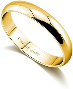 Dankadi Simple Fashion S925 Sterling Silver Ring Smooth Plain Dome Comfort Solid Silver Wedding R... | Amazon (US)