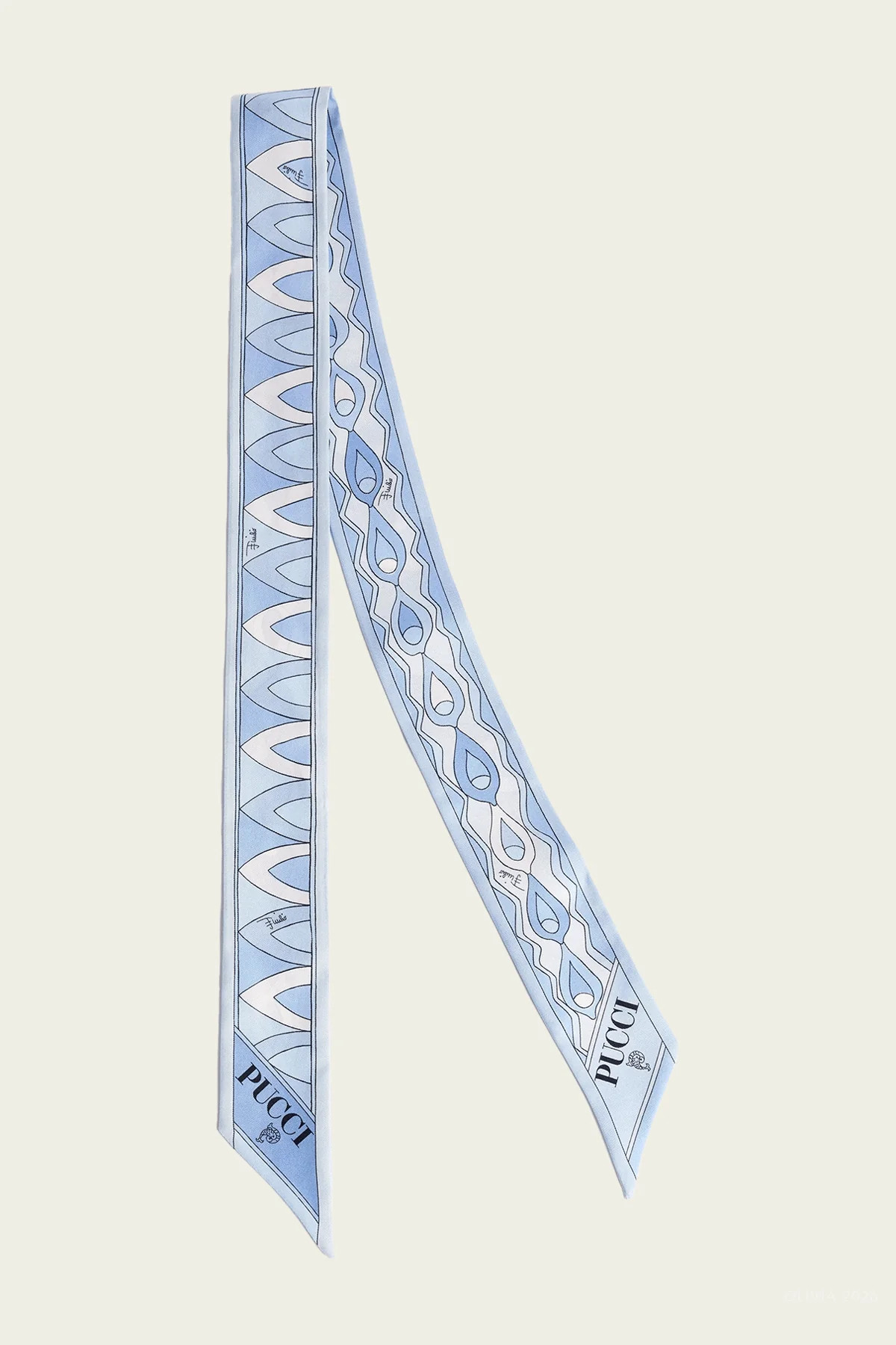 Mixed-Print Silk Twill Scarf in Pale Blue | Shop Olivia