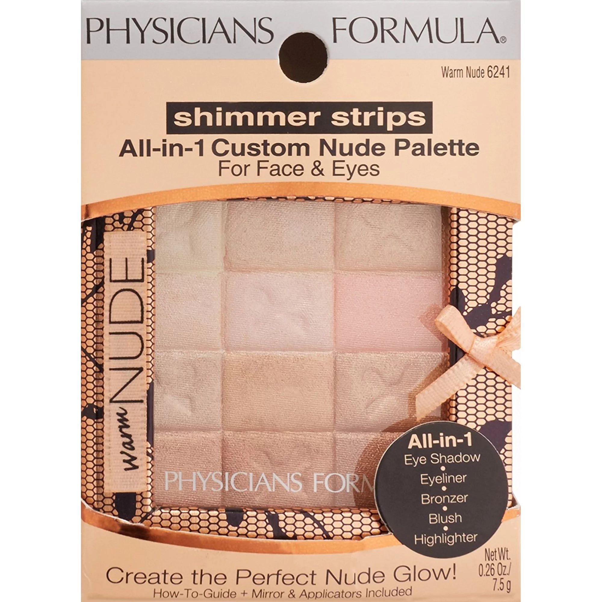 Physicians Formula Shimmer Strips Custom All-in-1 Nude Palette for Face & Eyes, Warm Nude | Walmart (US)