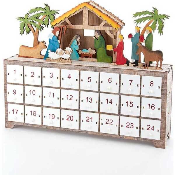 10.4-Inch Battery-Operated Light-Up LED Nativity Advent Calendar | Maisonette