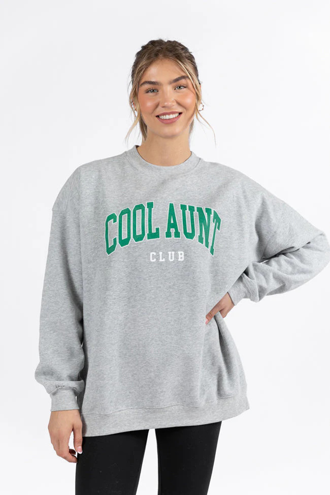 Cool Aunt Club Light Grey Graphic Sweatshirt | Pink Lily