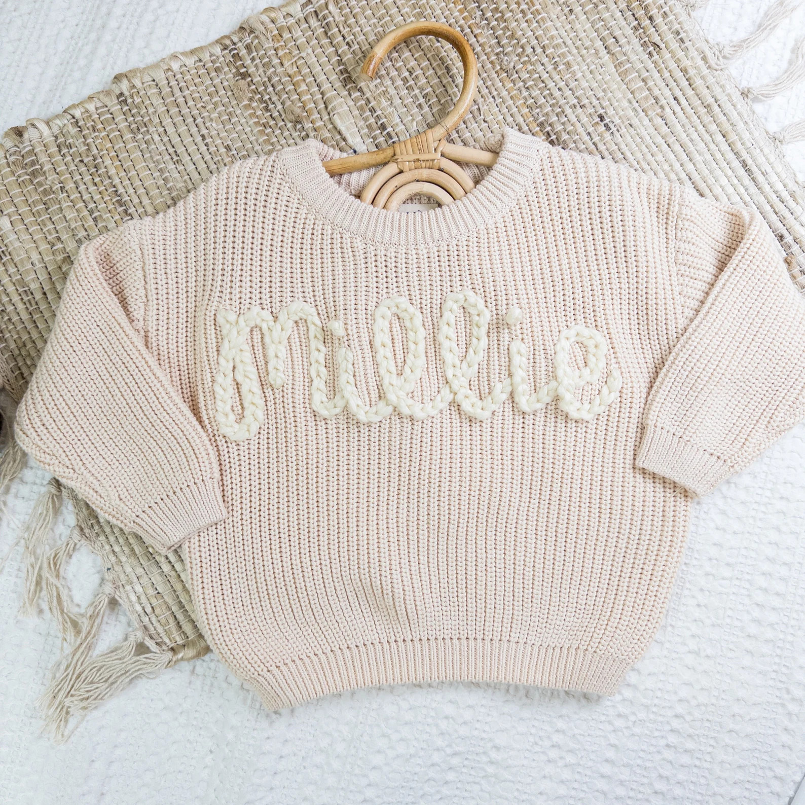 Hand Embroidered Baby Name Sweater | Luxury Baby Girl Gifts | Boho Baby Girl Gift Box | Personali... | Etsy (US)