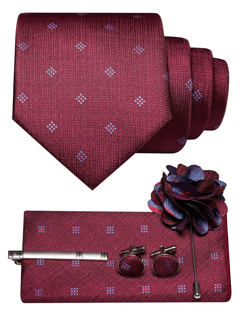 Mens Tie and Lapel Pin Necktie Pocket Square and Tie Clip with Cufflinks Sets for Business Casual... | Amazon (US)