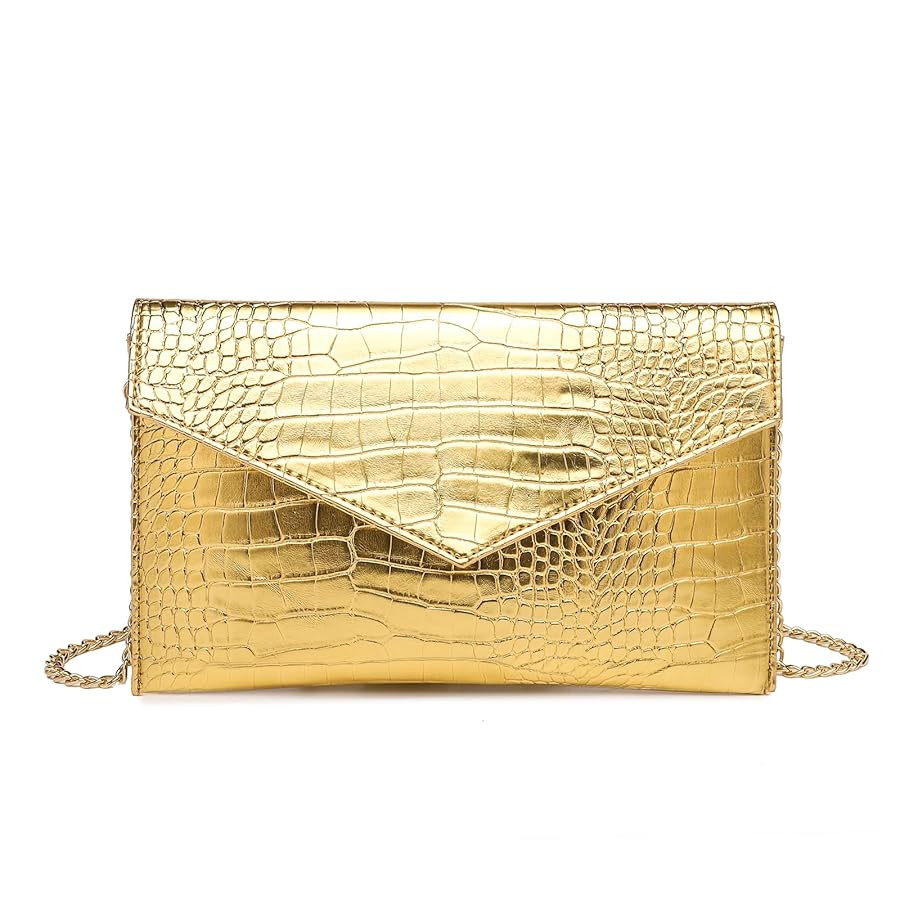 Envelope Clutch Purse for Women Leather Handbag Evening Bag with Detachable Chain for Wedding Par... | Amazon (US)