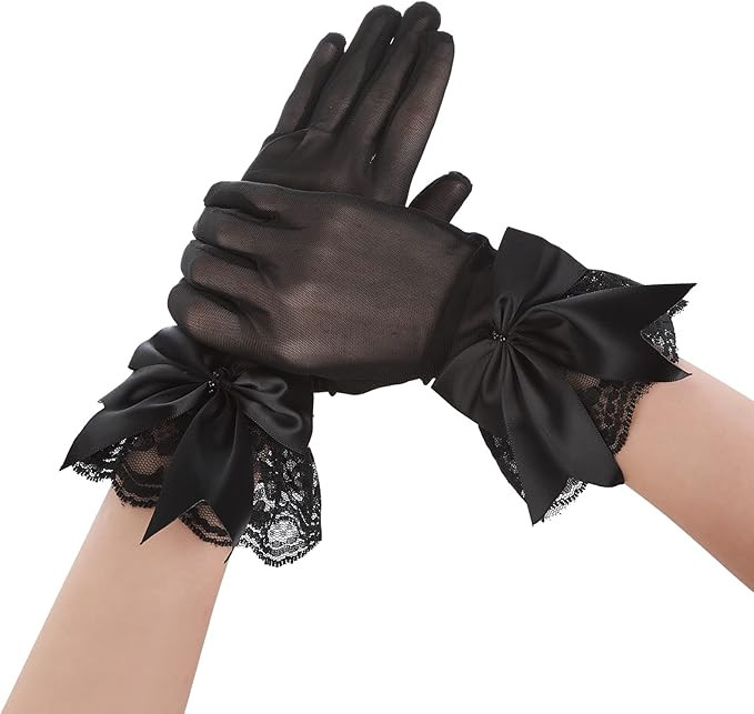 Yolev Women Party Bow Lace Gloves Floral Lace Gloves for Bridal Elegant Short Lace Gloves for Tea... | Amazon (US)