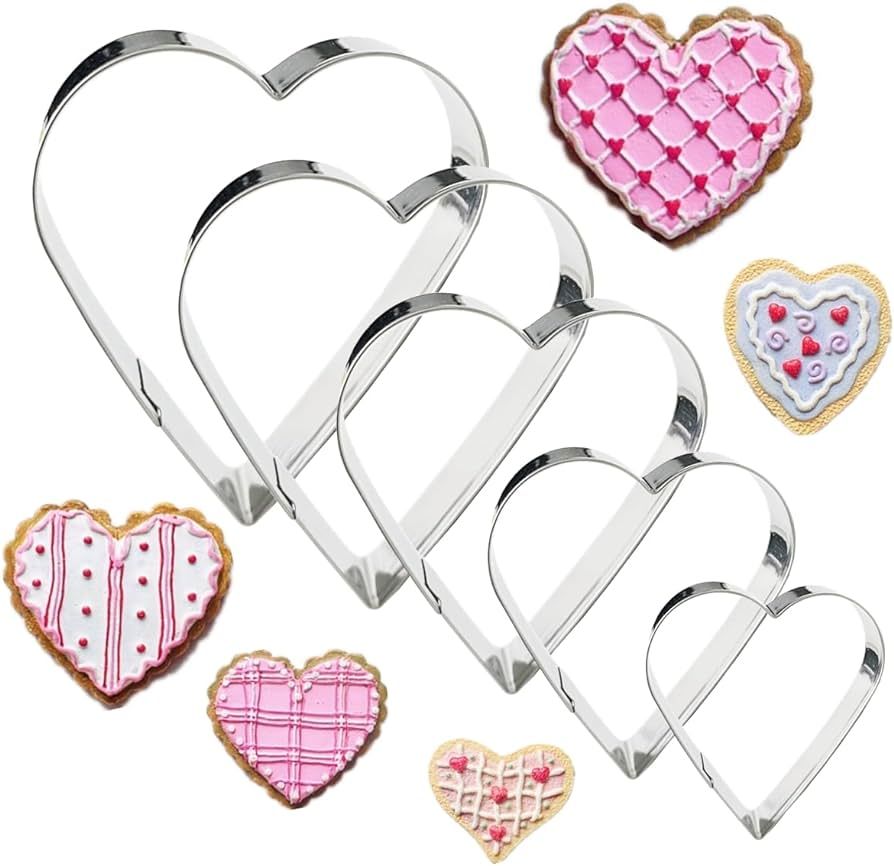 5 Pack Cookie Cutters, Heart Cookie Cutter, Stainless Steel Cookie Cutters for Cookie, Biscuit, S... | Amazon (US)