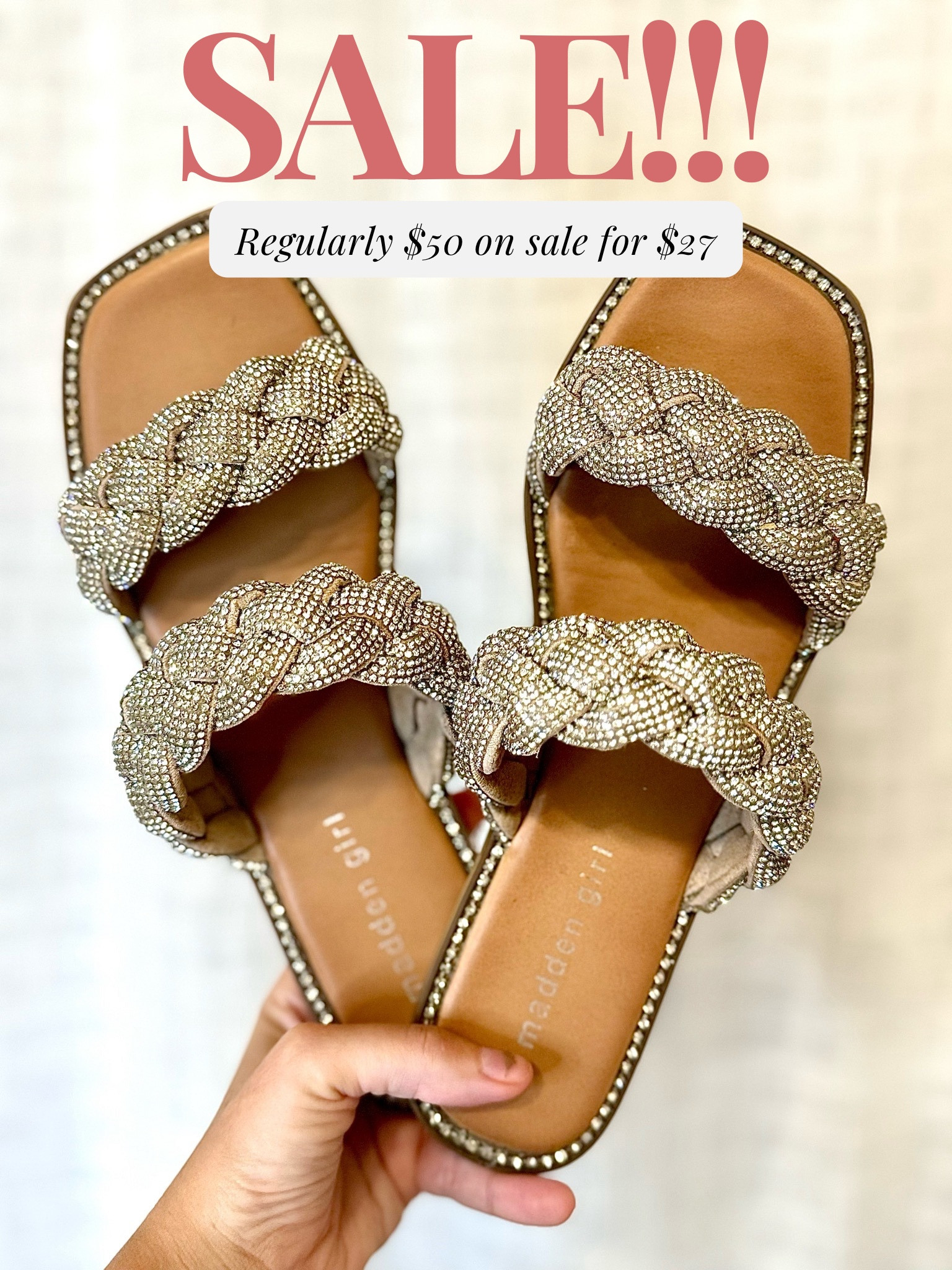 I’ve already posted these wearing them with an outfit, but they honestly deserve a post of their own! These are SO much more beautiful in person, and so incredibly comfortable!! On sale for $27 and are normally $50!!🪩👏🏼👏🏼

Sandals, Madden Girl, Sparkly, Comfortable, Beautiful, Flats

#LTKFindsUnder50 #LTKShoeCrush #LTKSaleAlert