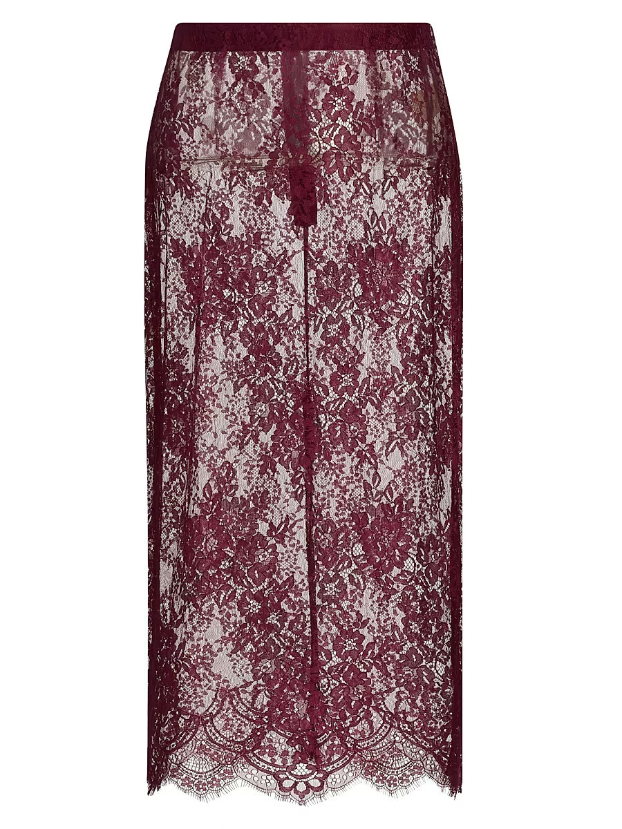 Women's Makena Sheer Floral Lace Pencil Skirt - Dark Port - Size 0 | Saks Fifth Avenue