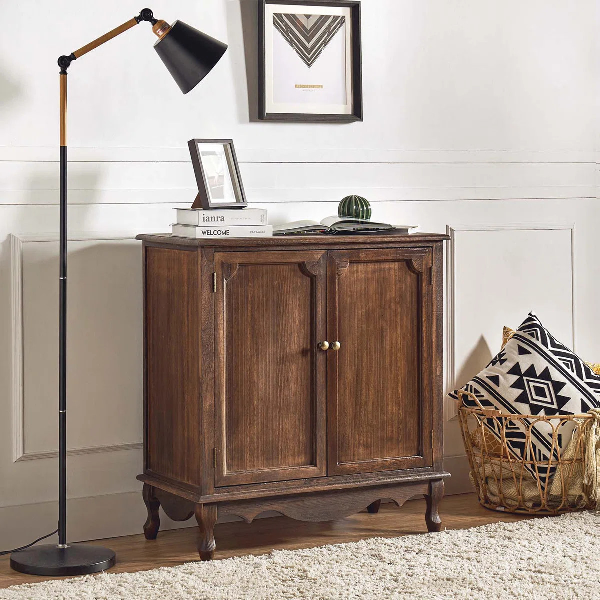 Arshawn Traditional 31''W Solid Wood 2 - Door Accent Cabinet with Simple Assembly | Wayfair North America