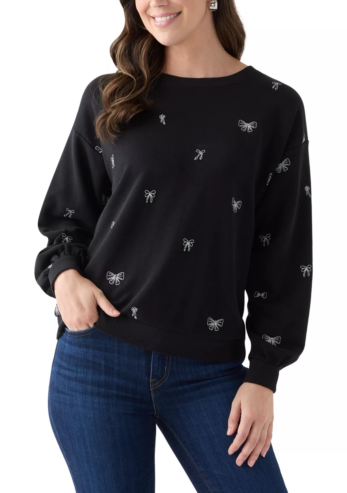 Crown & Ivy™Women's Long Sleeve Embroidered Sweatshirt | Belk