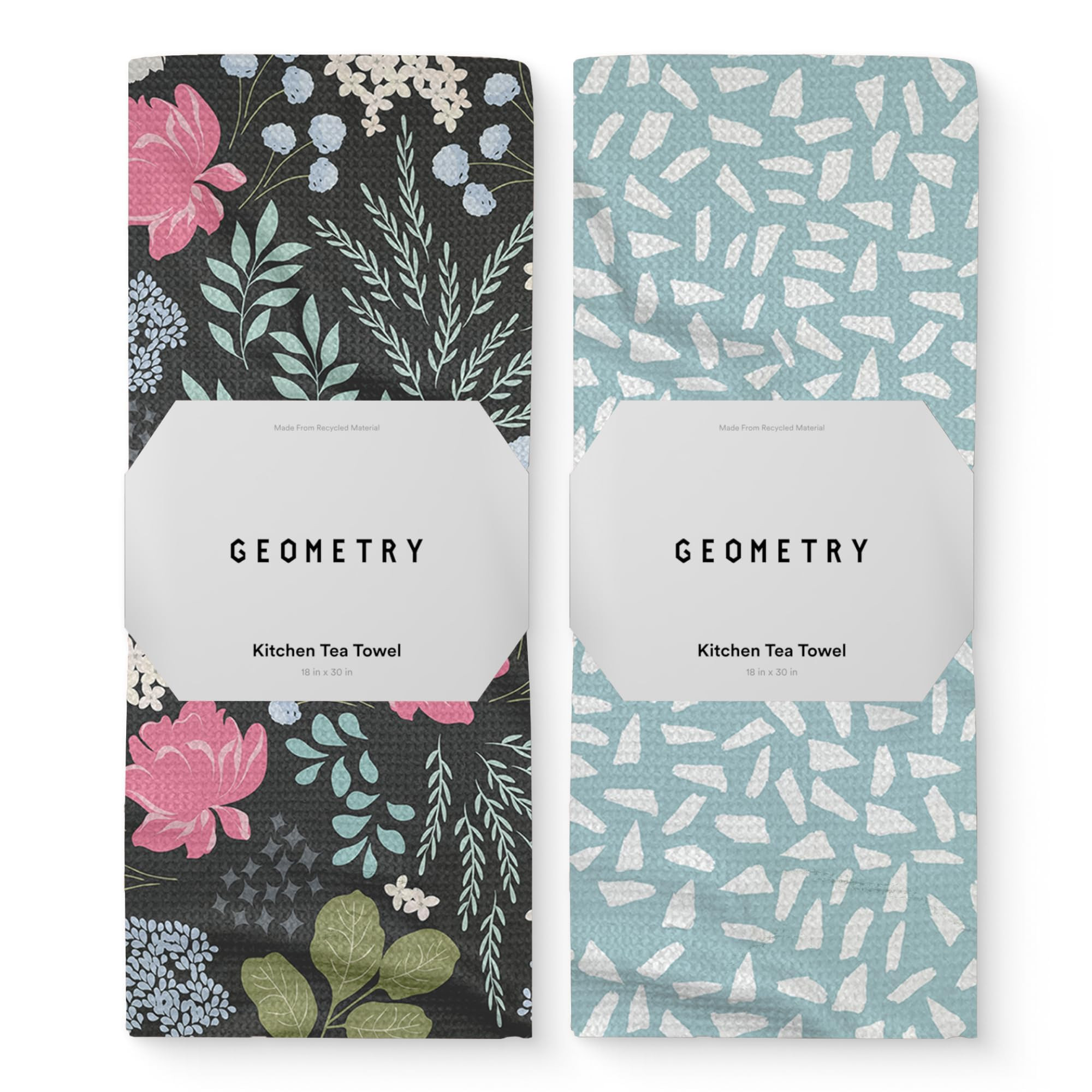 GEOMETRY Kitchen Tea Towels - Quick Dry Microfiber Dish Towels for Kitchen Pretty Petals, 18" x 3... | Amazon (US)