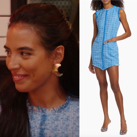 Danielle Olivera’s Blue Tweed Mini Dress