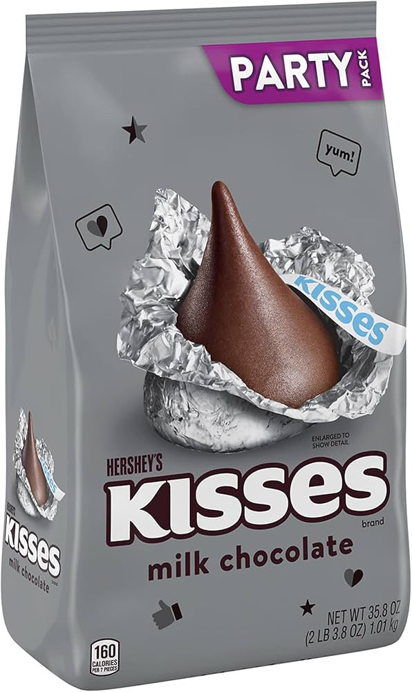 HERSHEY'S KISSES Milk Chocolate, Valentine's Day Candy Party Pack, 35.8 oz | Amazon (US)