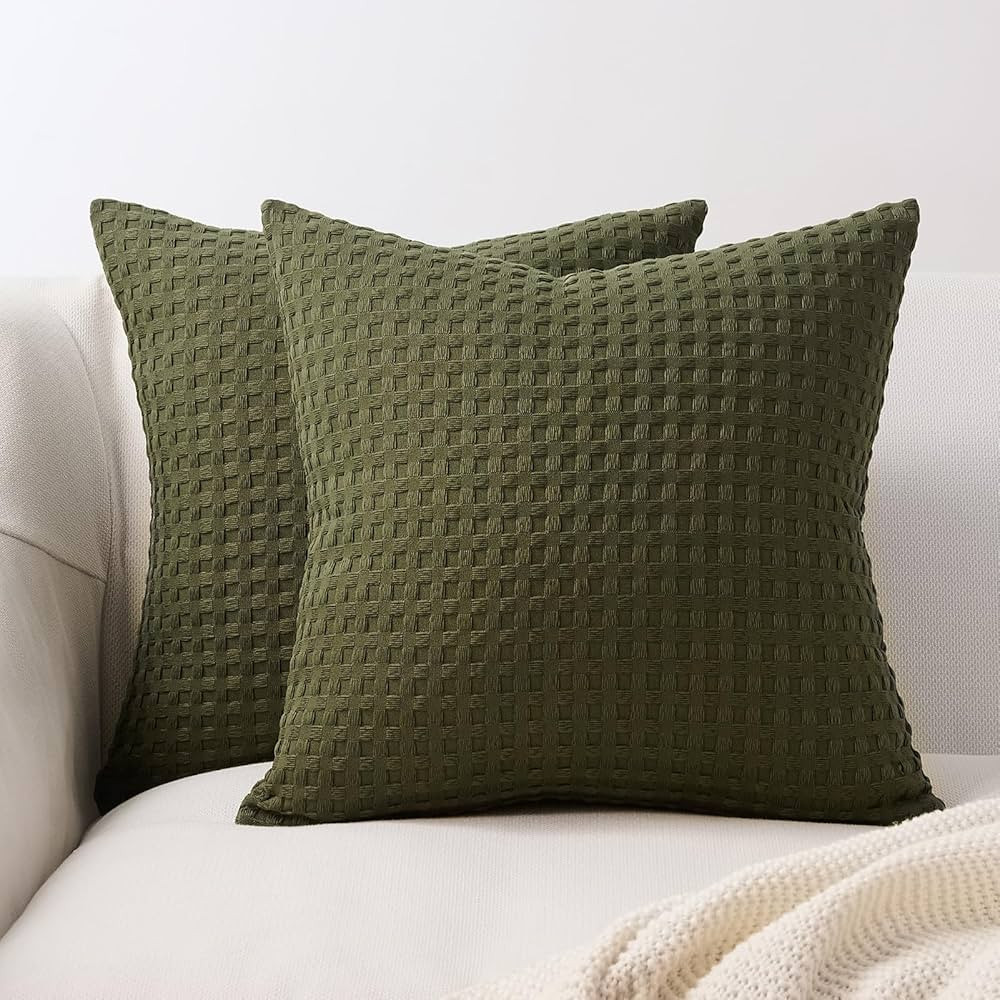 Topfinel Olive Green Accent Throw Pillow Covers 18 X 18, Dark Green Home Decor Decorative Vintage... | Amazon (US)