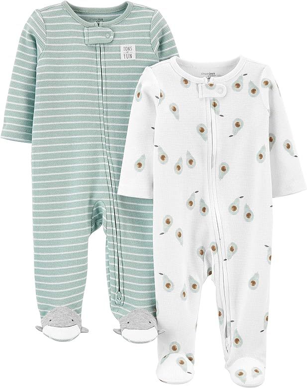Simple Joys by Carter's Baby Boys' 2-Way Zip Thermal Footed Sleep and Play, Pack of 2 | Amazon (US)