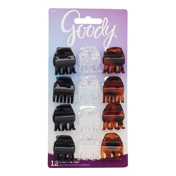 Goody Small Basic Half-Claw Clips, Hair Clips in Assorted Colors, 12 Pk | Walmart (US)