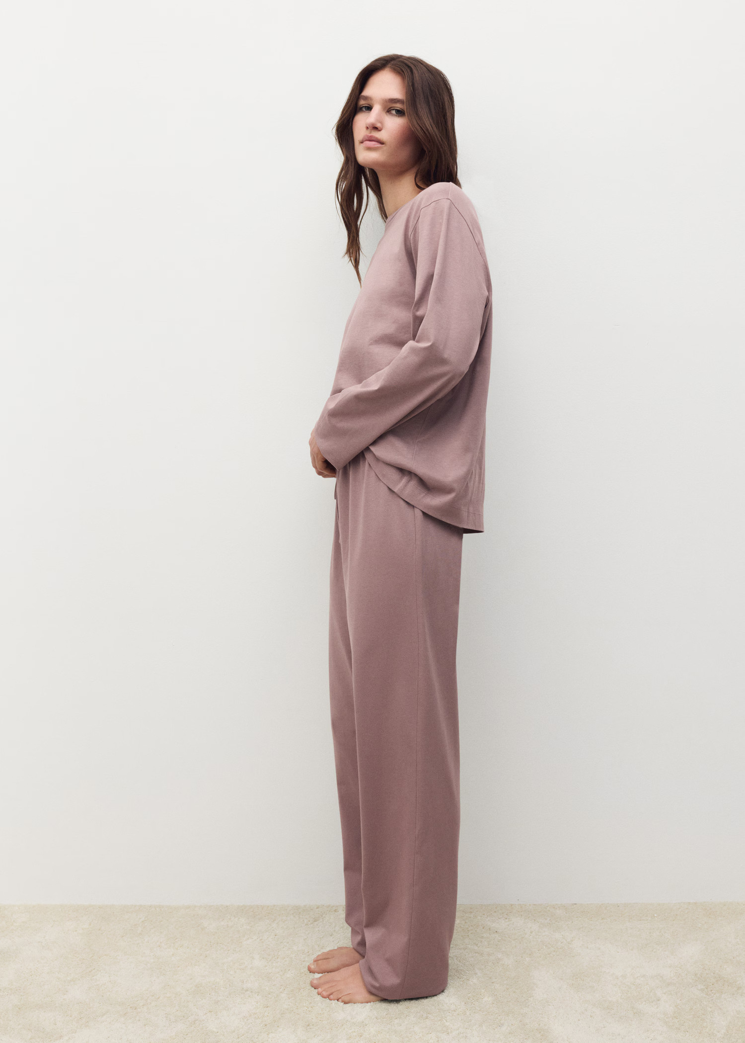 Two-piece plain cotton pajamas | Mango (US/MX/AU)