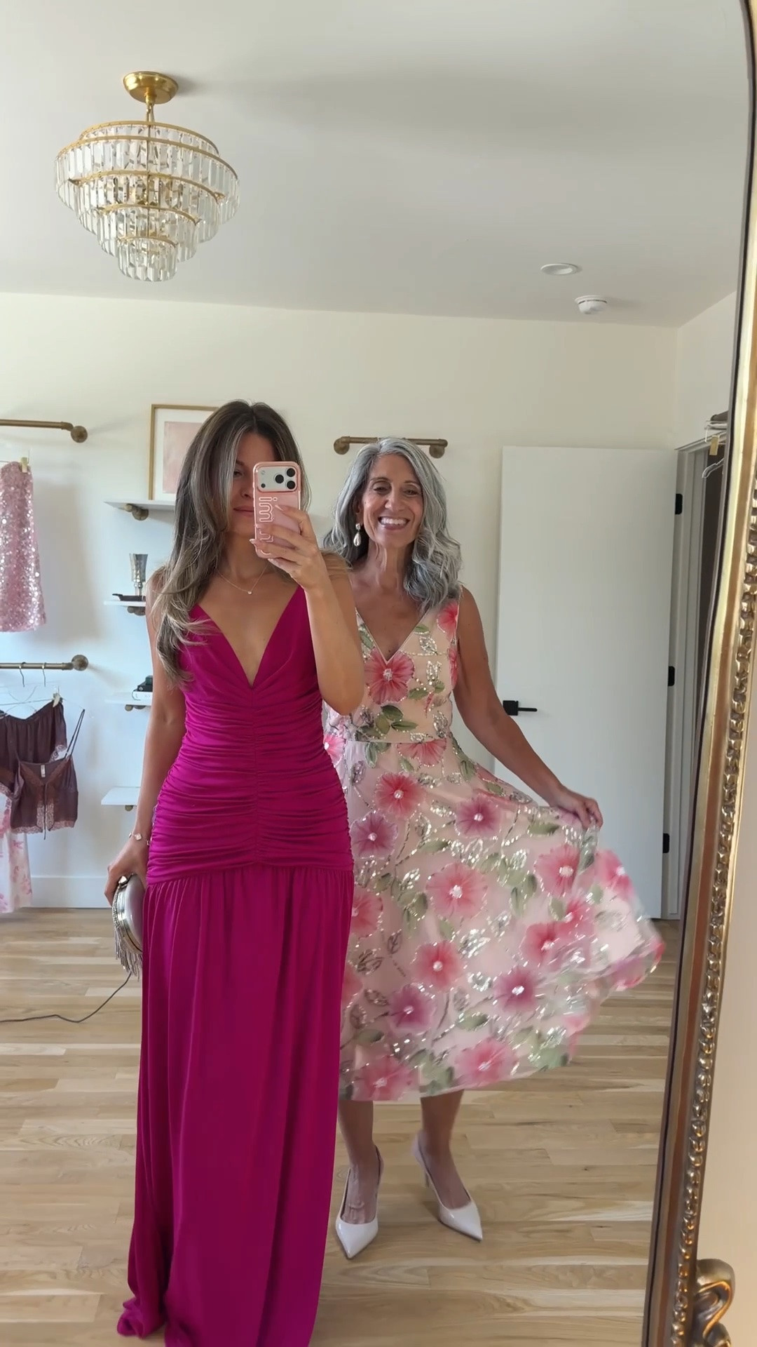Mom and me magenta ruched dress with a v-neckline, blush midi dress with a floral sequin pattern and v-neckline wedding guest and formal event dresses  💍🌺

Wearing my usual smalls/2 in most

Mom wears a medium/6

electric picks: emerson20 

Wedding guest, mom & me outfits, mom & me dresses, matching outfits, mother daughter outfits, family photo outfits, wedding guest dresses, mother of the bride, mother of the groom, wedding guest outfit ideas

#LTKWedding #LTKSeasonal #LTKgrwm