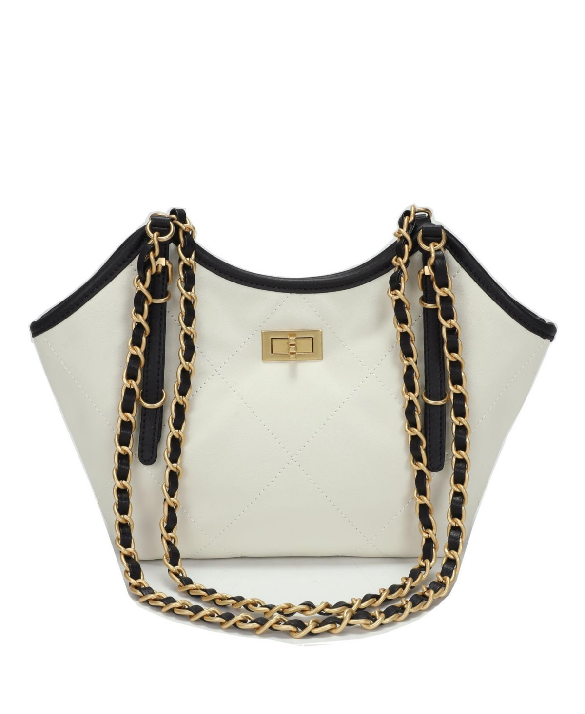 Susu Luxea Quilted Chain Shoulder Bag Small Leather Handbag with Gold Chain Strap - Ivory/cream/ off white/vanilla | Macy's